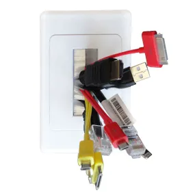 PRO2 Wall Plate Wallplate with Brush Outlet Cover For Cable Lead (White)