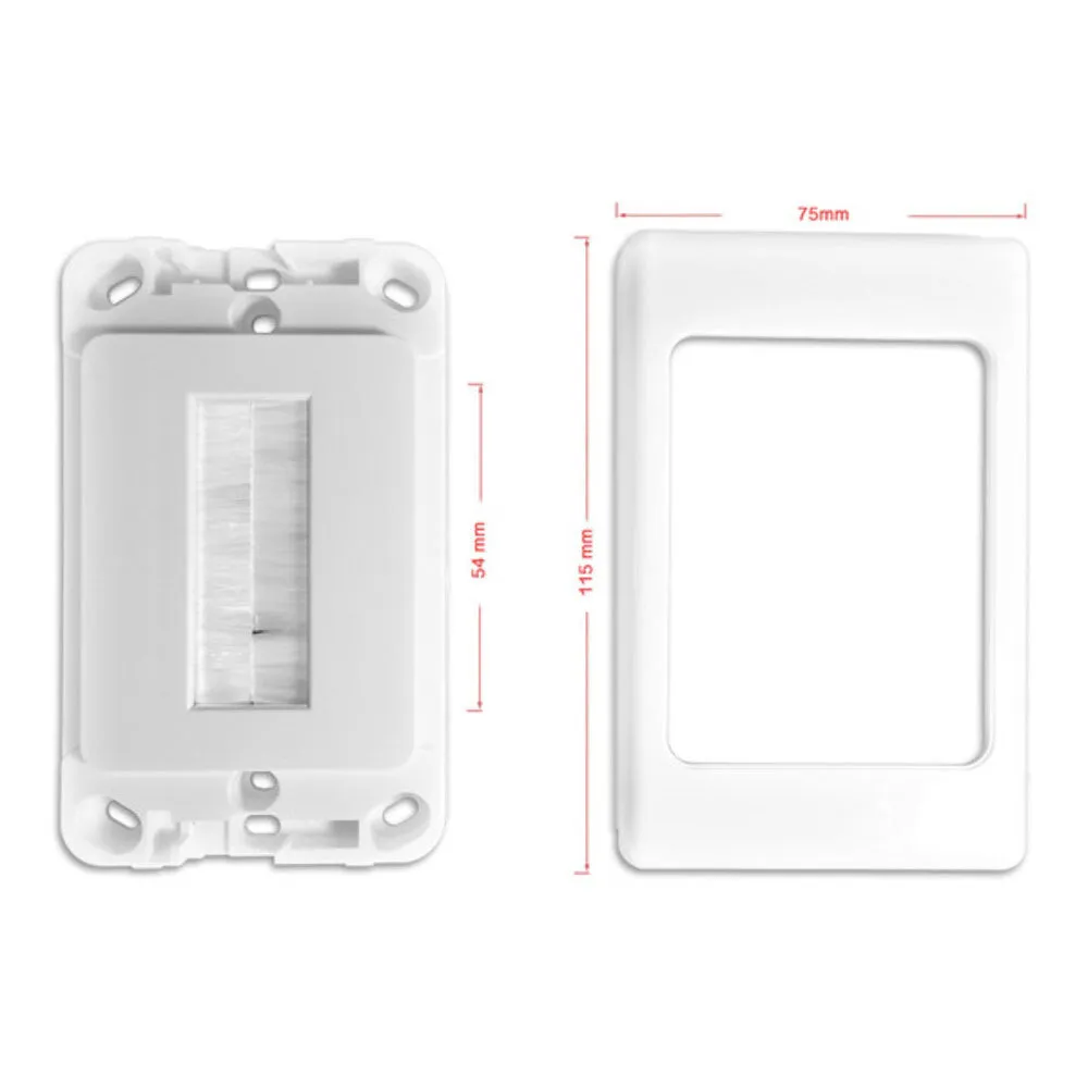 PRO2 Wall Plate Wallplate with Brush Outlet Cover For Cable Lead (White)
