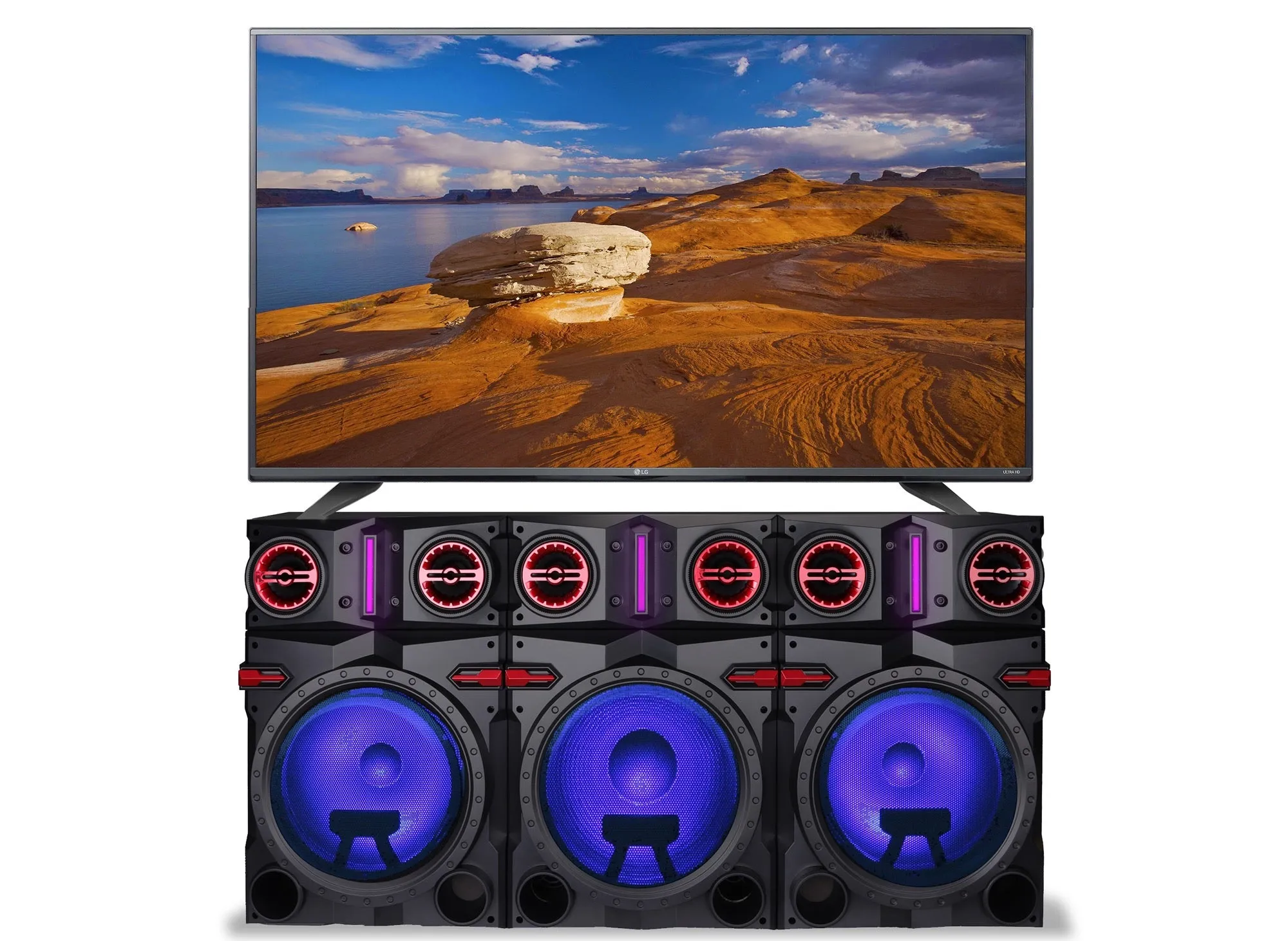 Professional Triple 12" Bluetooth Entertainment Center TV Stand With App