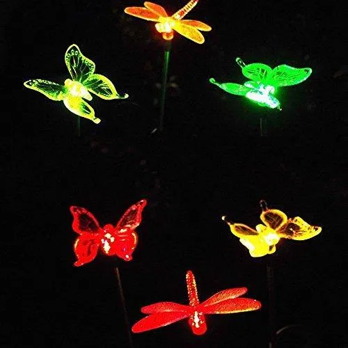 Quace Solar Garden Lights, Hummingbird, Butterfly & Dragonfly Solar Stake Lights, Solar Powered Pathway Lights, Multi-Color Changing Led Lights