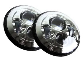 Race Sport RS Headlights Jeep Wrangler TJ 2 Dr (97-06) [7in LED Projector Conversion Kit 4x10W] Plug-&-Play H4 H/L w/ Chrome Finish