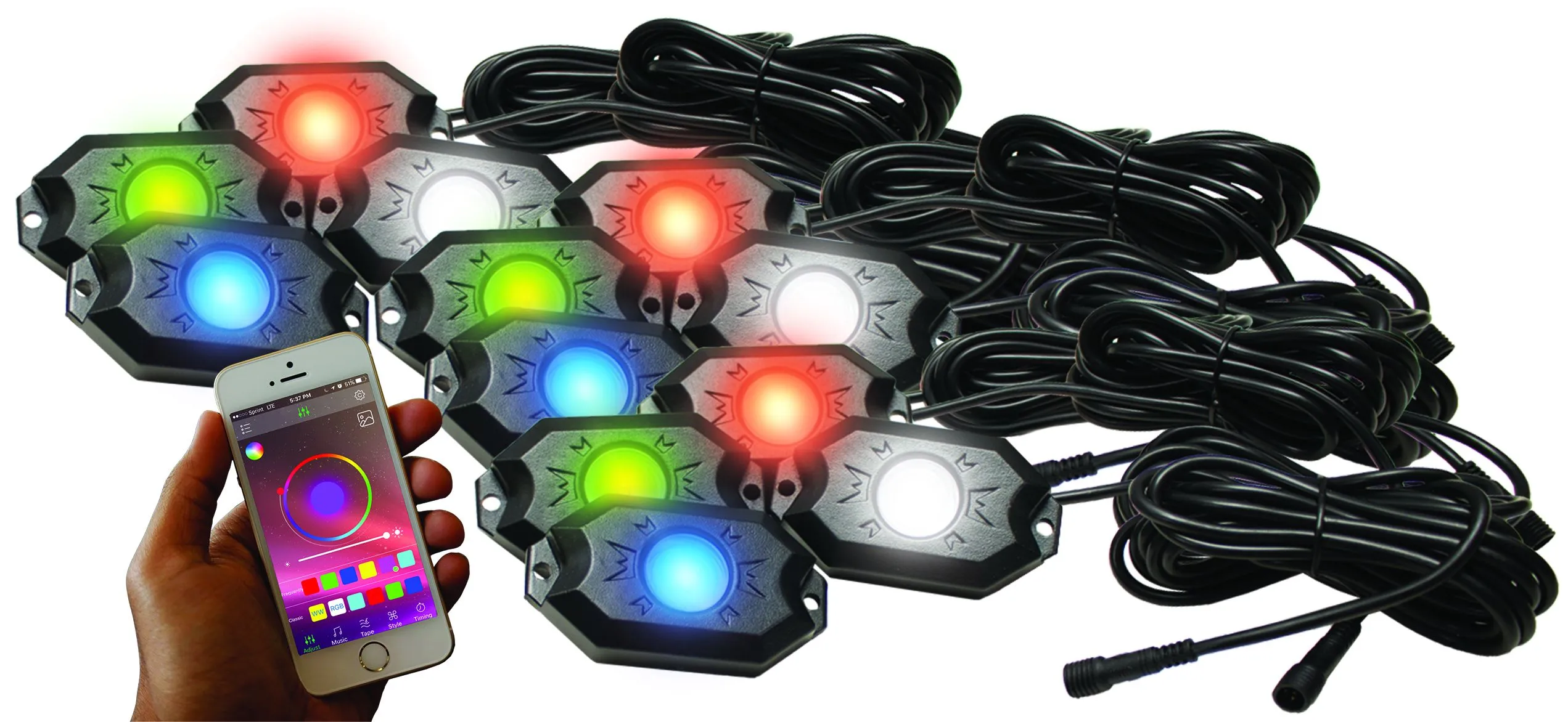 Race Sport RS LED Rock Light Kit -RGBW w/ Bluetooth APP Controls