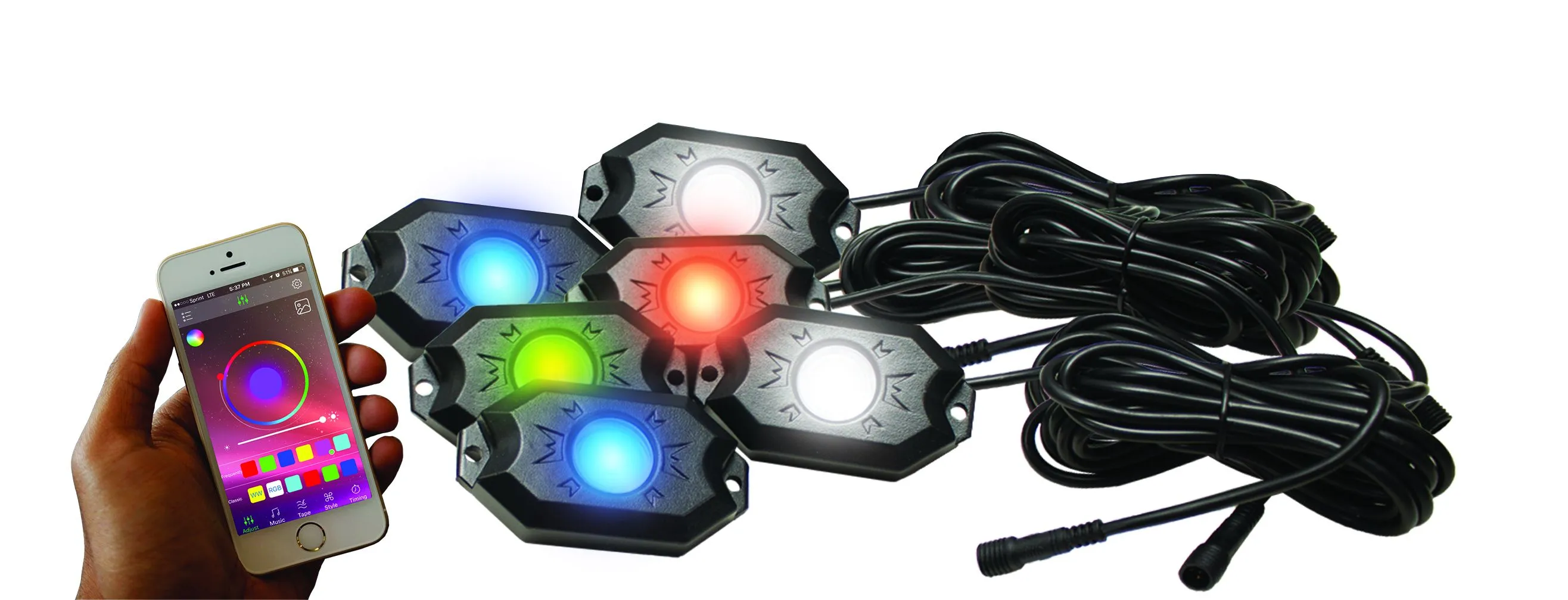 Race Sport RS LED Rock Light Kit -RGBW w/ Bluetooth APP Controls