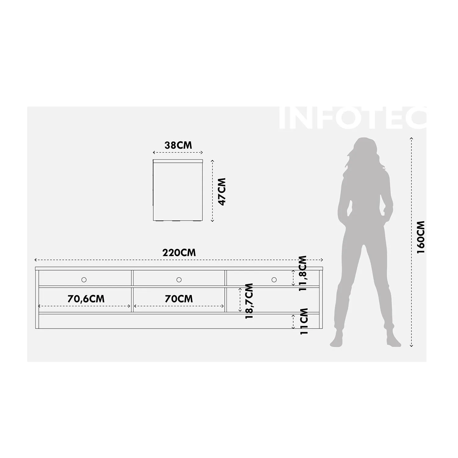 Rack para TV Até 75" 3 Portas Aspen 219 cm - Freijó