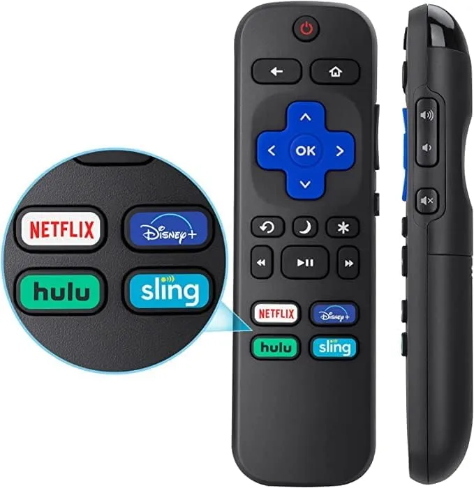 Roku Remote - Hotkeys: Netflix, Disney, Apple, Hulu