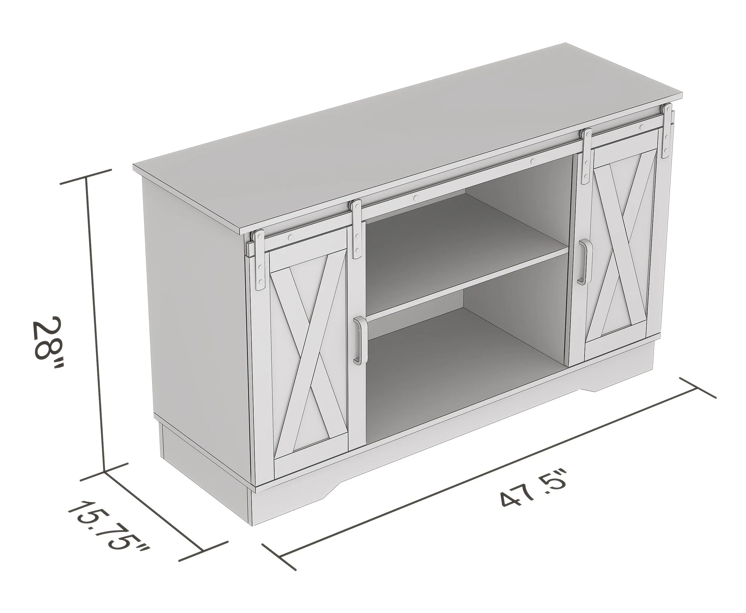 Safdie & Co. Tv Stand 48L Dark Taupe 2 Sliding Doors 3 Shelves