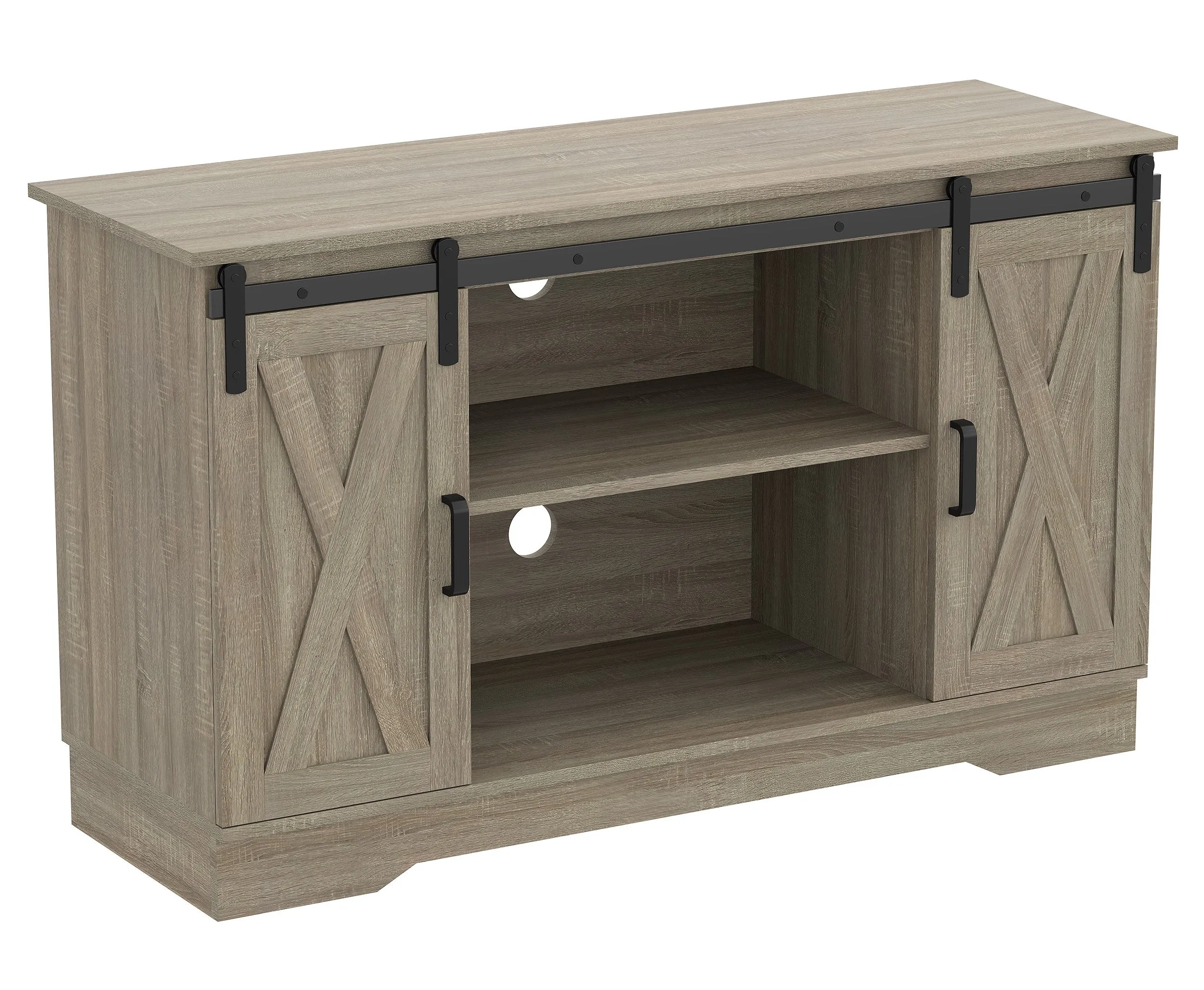 Safdie & Co. Tv Stand 48L Dark Taupe 2 Sliding Doors 3 Shelves