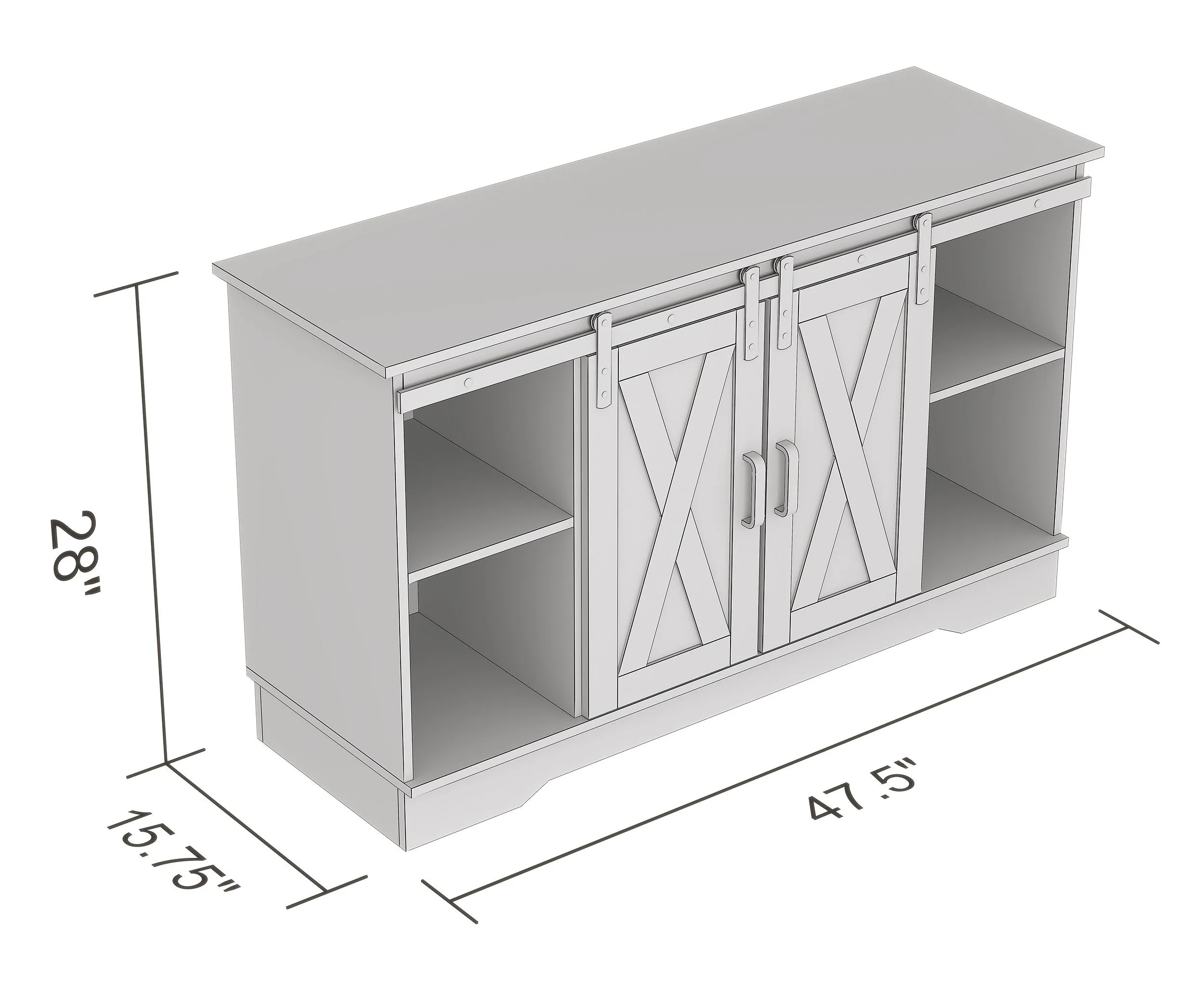 Safdie & Co. Tv Stand 48L Dark Taupe 2 Sliding Doors 3 Shelves