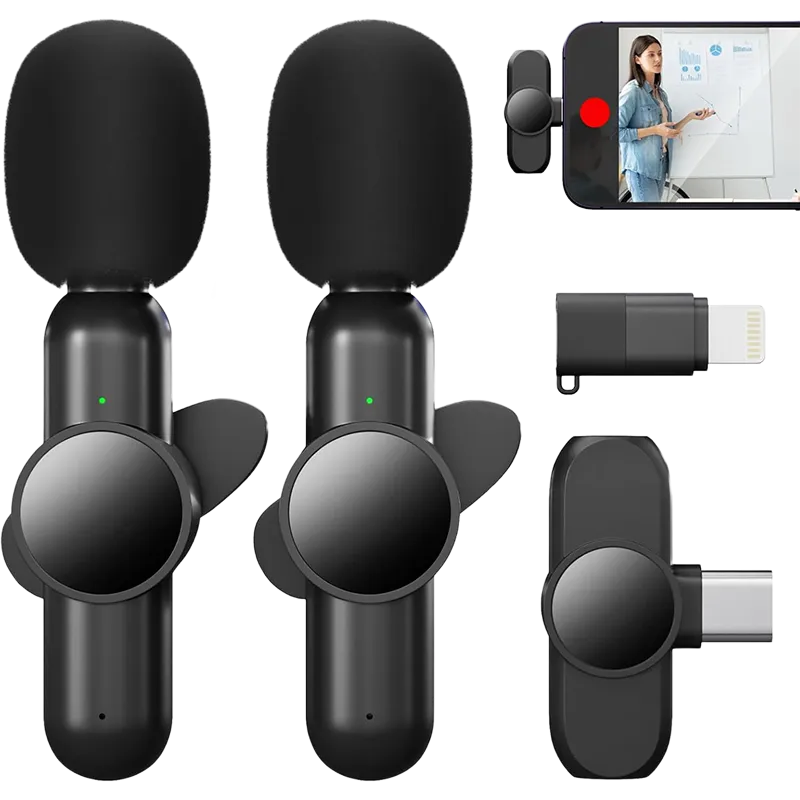 SAKER Wireless Microphone, Dual Omnidirectional, Plug-and-Play, Compatible with iOS and Android