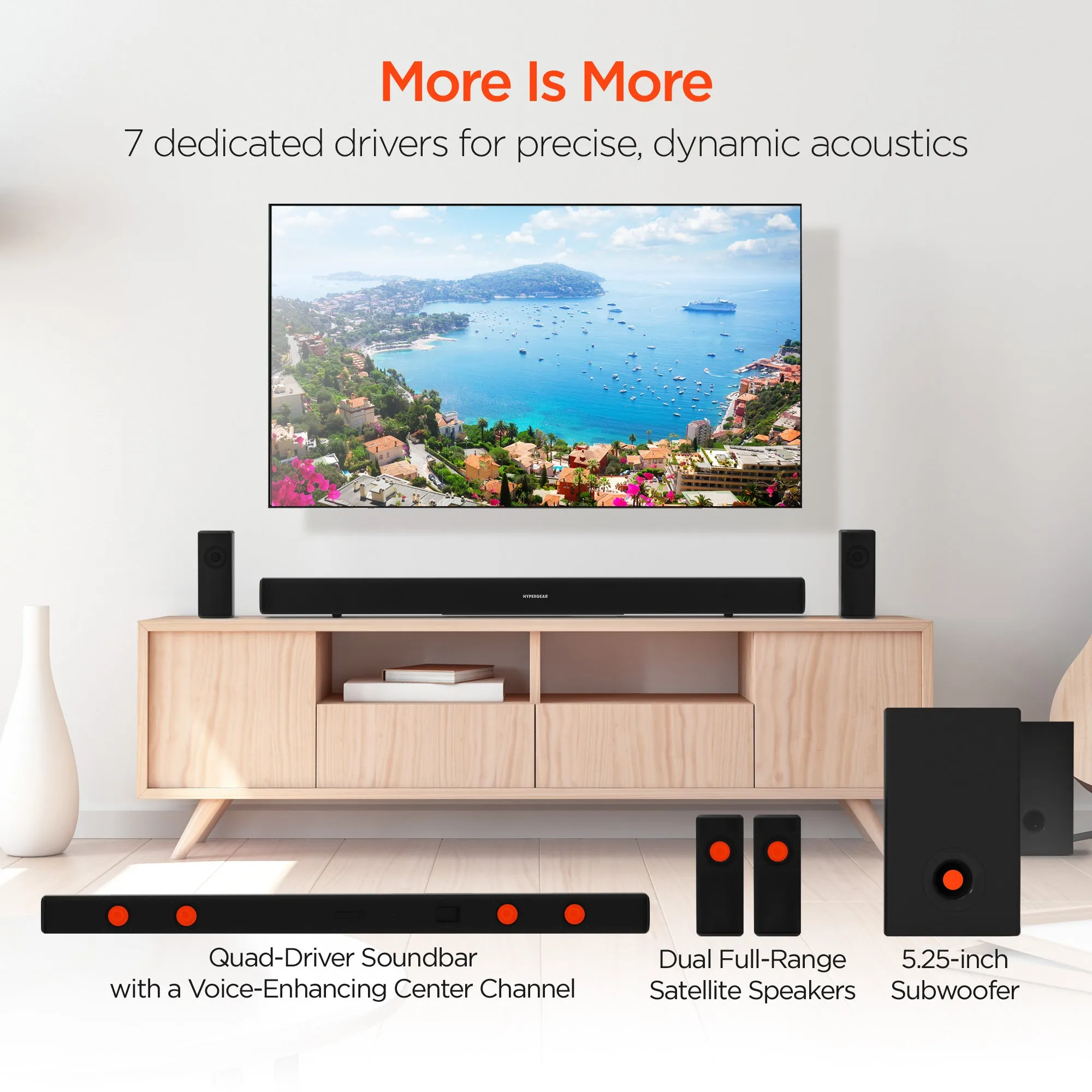 SB51a 5.1 Home Theater Surround Sound System | Soundbar   Speakers   Subwoofer | Black