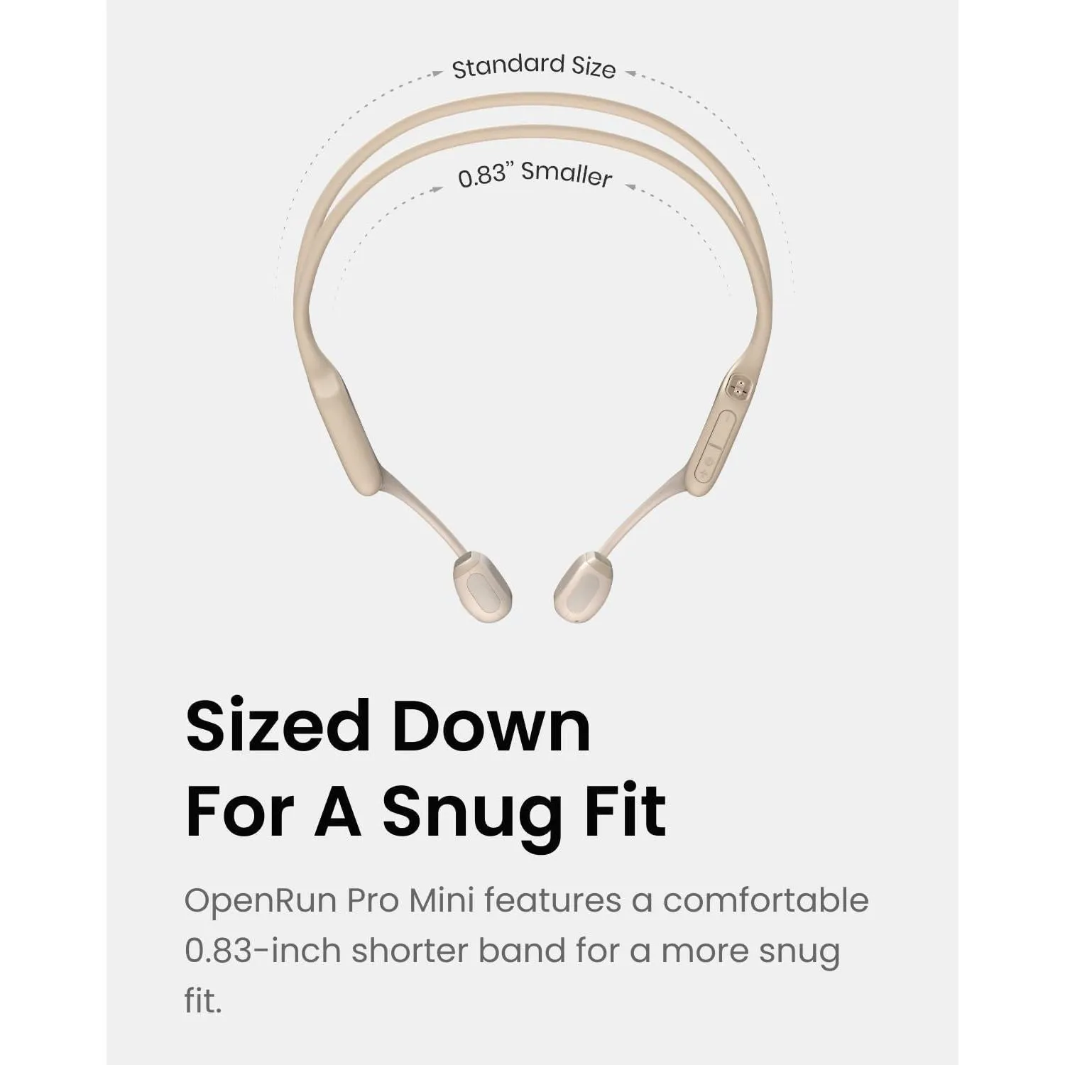 Shokz OpenRun Pro Mini Bone Conduction Headphones - Open-Ear Bluetooth, IP55 Waterproof, 10H Playtime, Beige