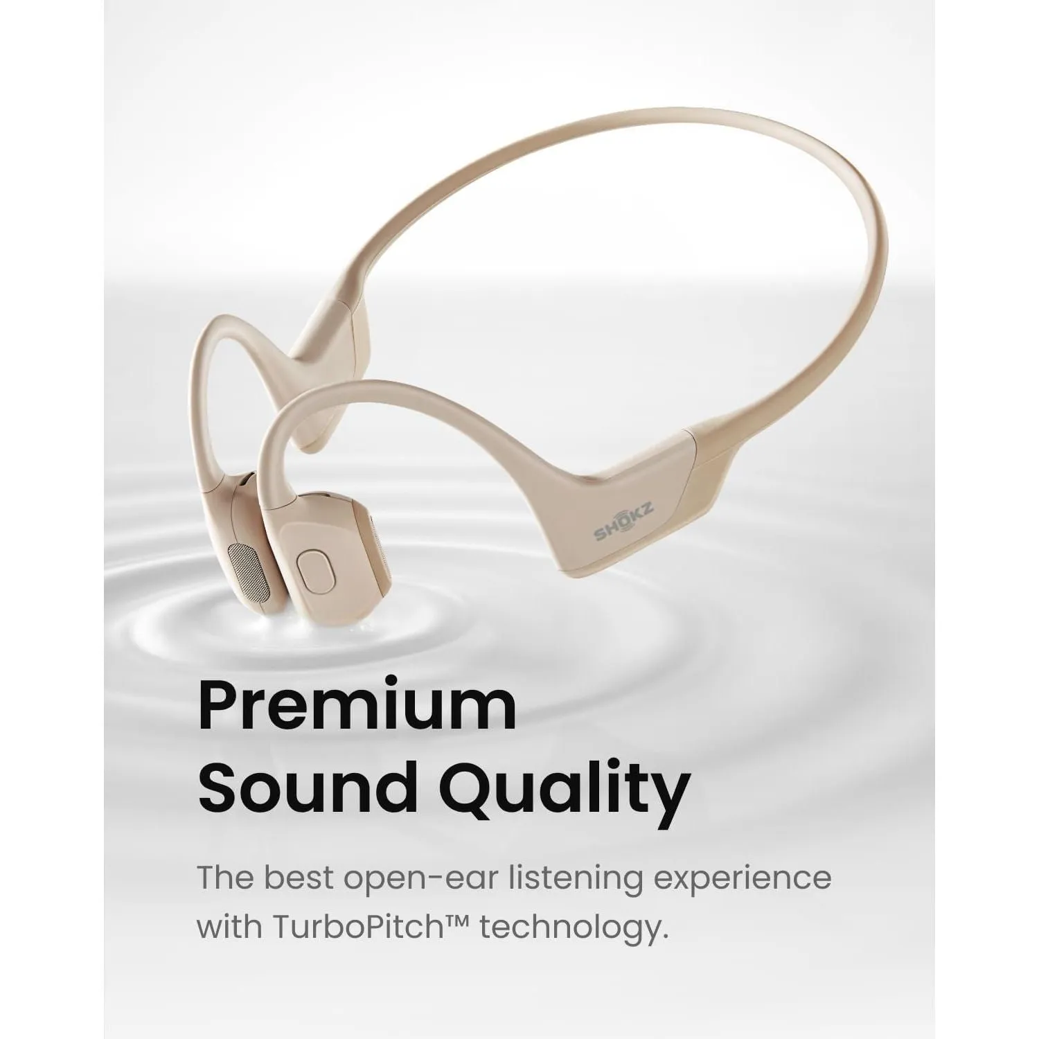 Shokz OpenRun Pro Mini Bone Conduction Headphones - Open-Ear Bluetooth, IP55 Waterproof, 10H Playtime, Beige