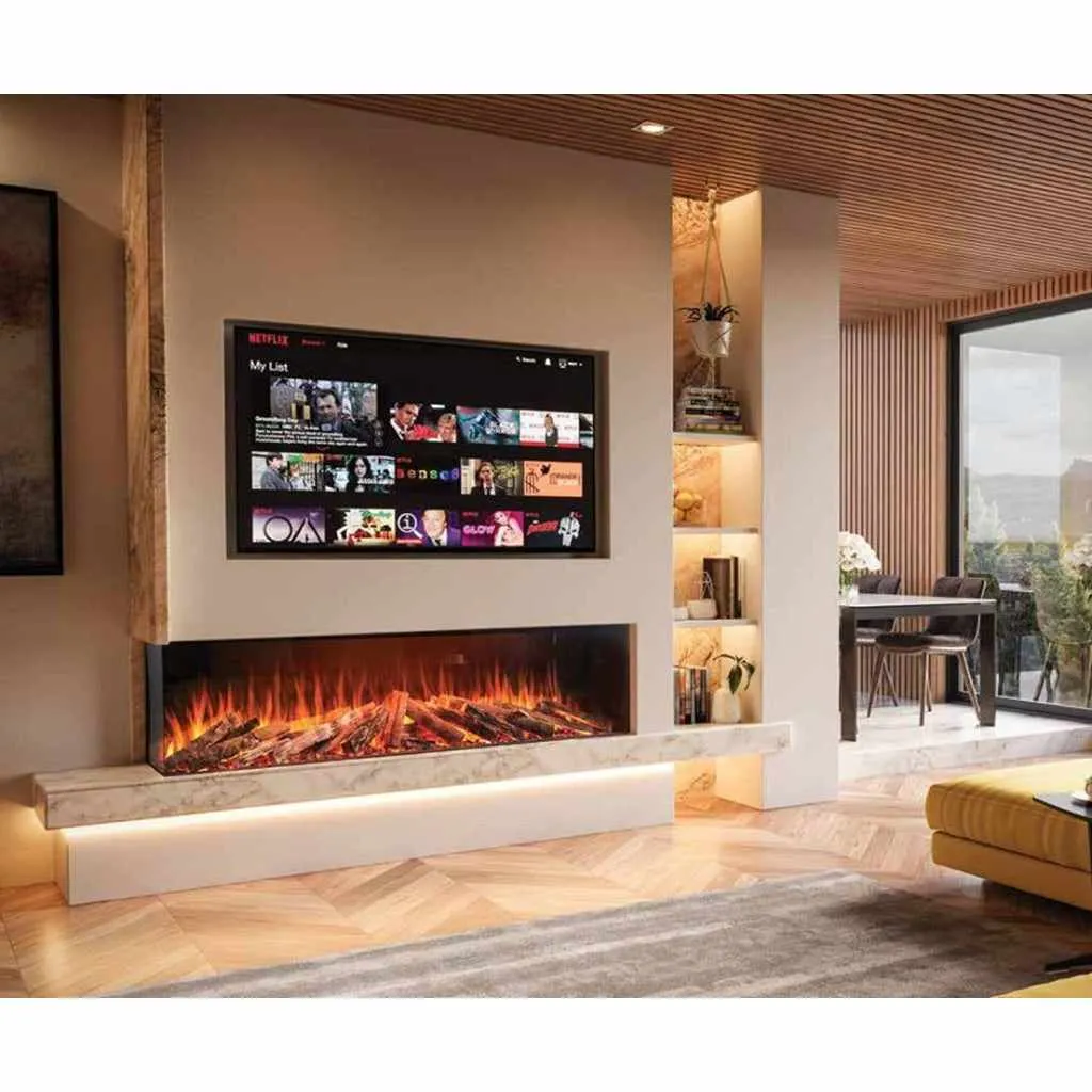 Solution Fires LUX 100 HD 1000MM Panoramic Electric Fire - 1/2/3 Sided Media Wall Electric Fire