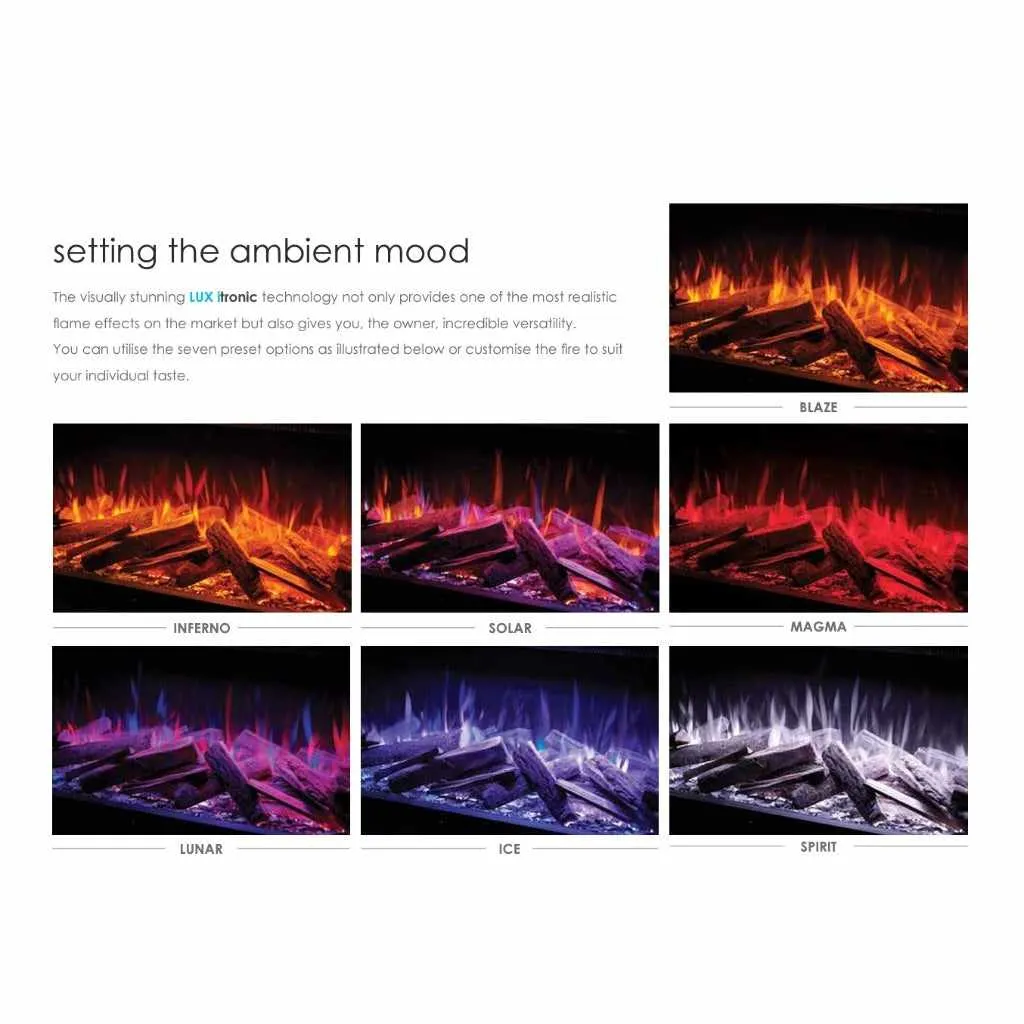 Solution Fires LUX 100 HD 1000MM Panoramic Electric Fire - 1/2/3 Sided Media Wall Electric Fire