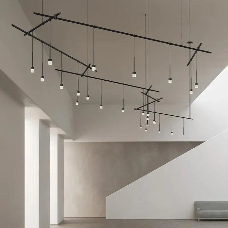 Sonneman SLS1150 Suspenders 10-Bar Freeform Zig Zag with 9" Monoline Crystal Cylinder Luminaires