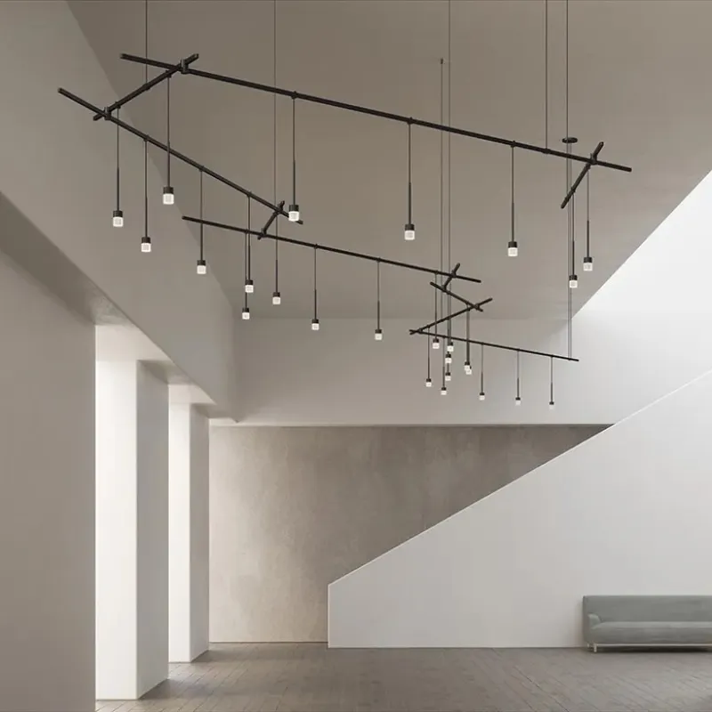 Sonneman SLS1150 Suspenders 10-Bar Freeform Zig Zag with 9" Monoline Crystal Cylinder Luminaires