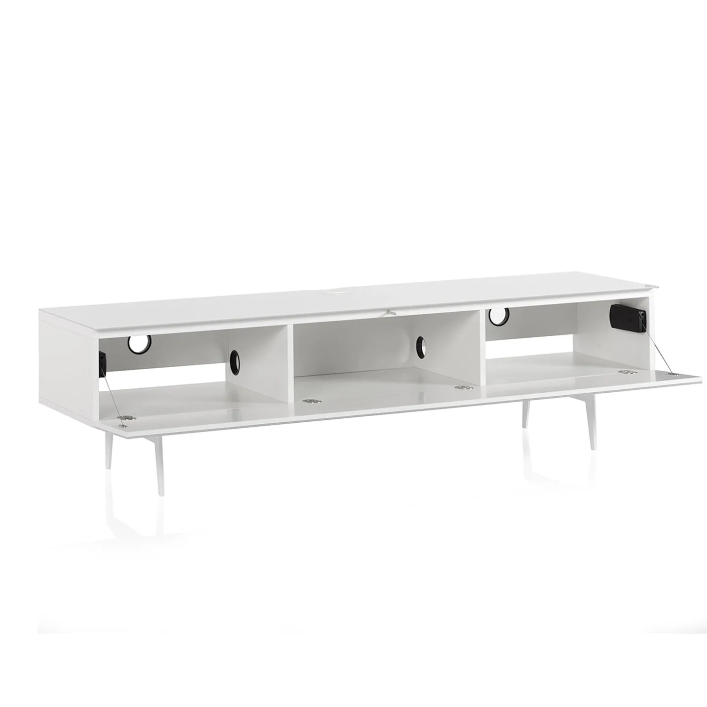 Sonorous Studio ST360 Modern TV Stand w/ Spike Legs for TVs up to 75" - White / Black Wood Cover
