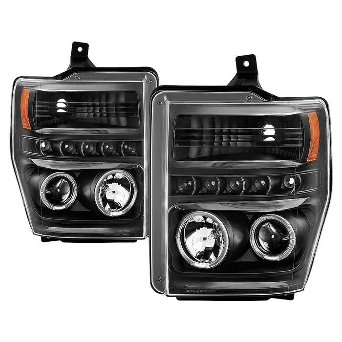 Spyder Projector Headlights Ford F250 F350 F450 Super Duty (08-10) High-Power LED Module Equipped / Halogen Style
