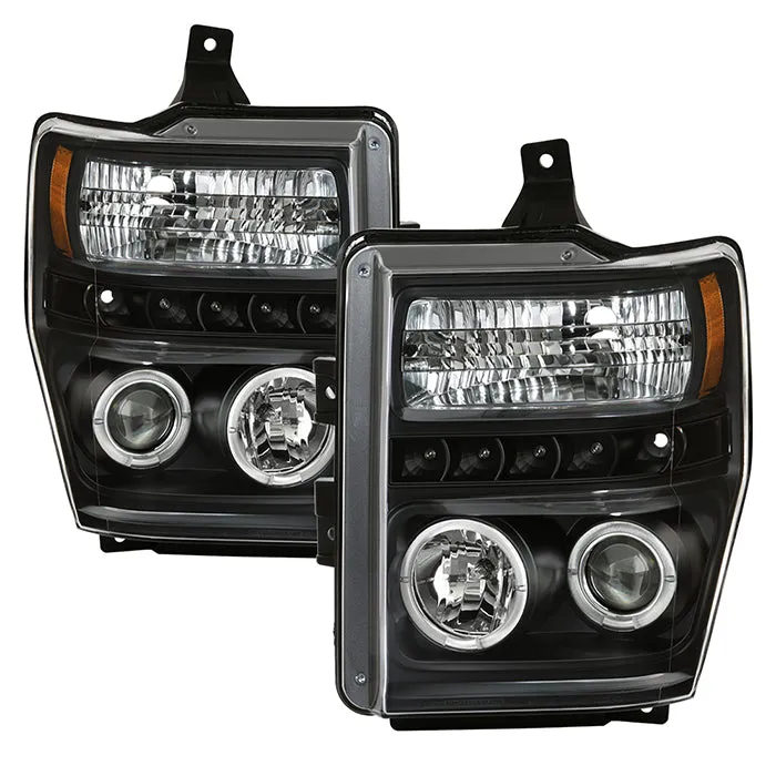 Spyder Projector Headlights Ford F250 F350 F450 Super Duty (08-10) High-Power LED Module Equipped / Halogen Style
