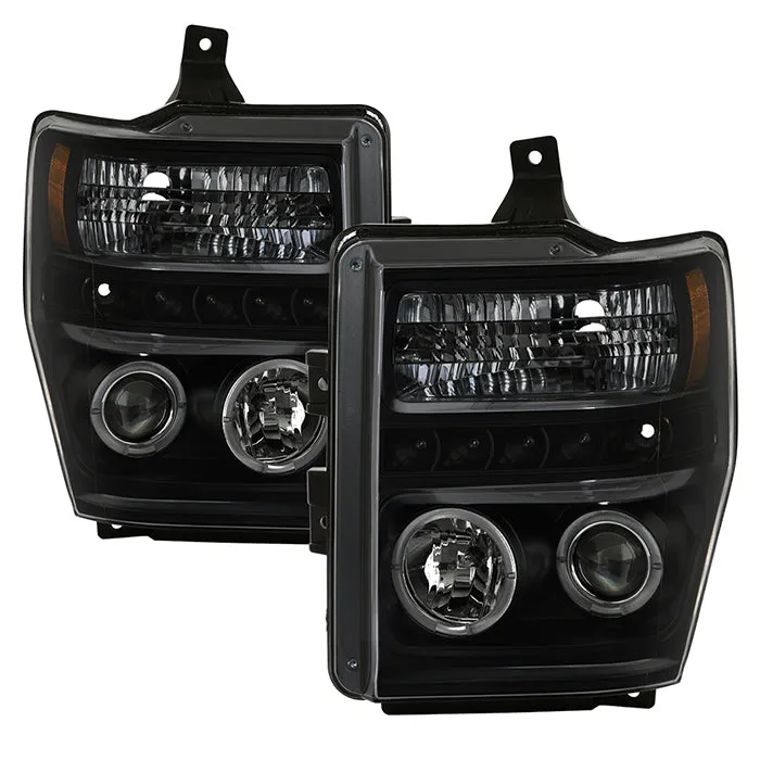 Spyder Projector Headlights Ford F250 F350 F450 Super Duty (08-10) High-Power LED Module Equipped / Halogen Style