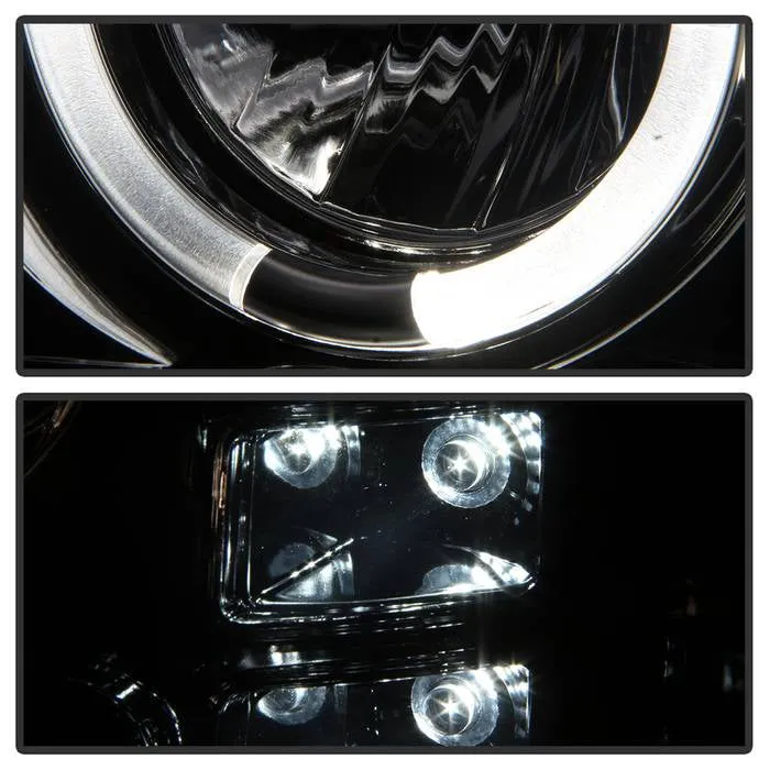 Spyder Projector Headlights GMC Sierra (08-13) Denali (08-13) - Platinum / Standard w/ LED Halo & Light Bar DRL