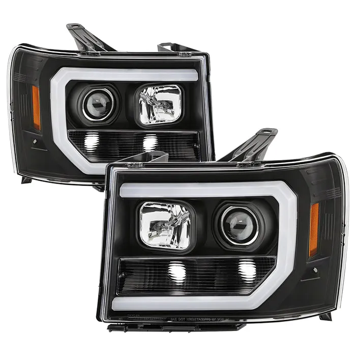 Spyder Projector Headlights GMC Sierra (08-13) Denali (08-13) - Platinum / Standard w/ LED Halo & Light Bar DRL