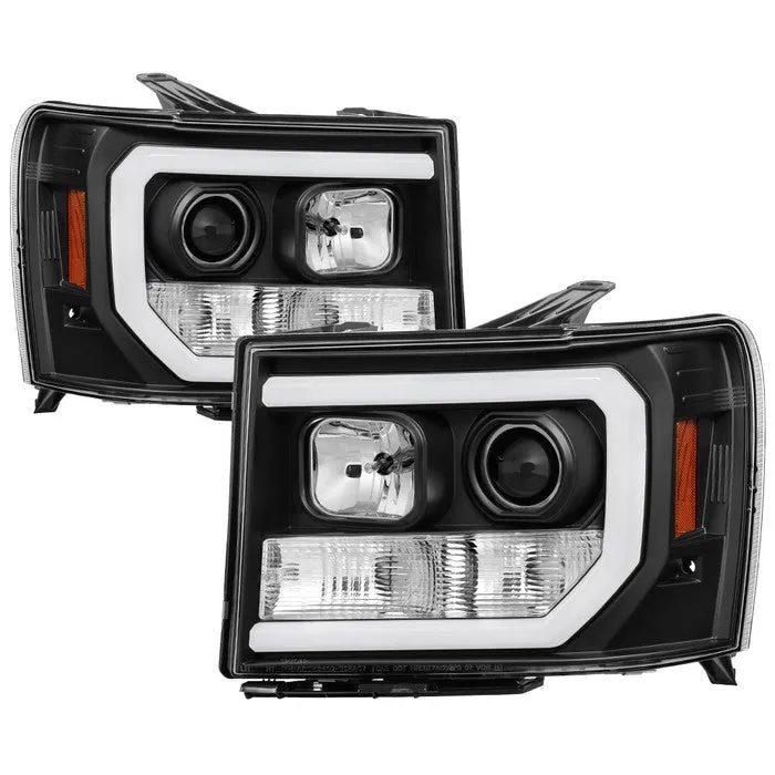 Spyder Projector Headlights GMC Sierra (08-13) Denali (08-13) - Platinum / Standard w/ LED Halo & Light Bar DRL