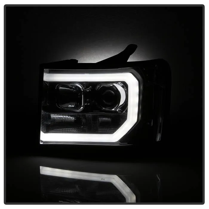 Spyder Projector Headlights GMC Sierra (08-13) Denali (08-13) - Platinum / Standard w/ LED Halo & Light Bar DRL