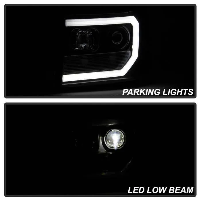 Spyder Projector Headlights GMC Sierra (08-13) Denali (08-13) - Platinum / Standard w/ LED Halo & Light Bar DRL