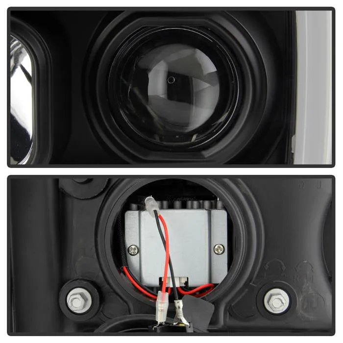 Spyder Projector Headlights GMC Sierra (08-13) Denali (08-13) - Platinum / Standard w/ LED Halo & Light Bar DRL