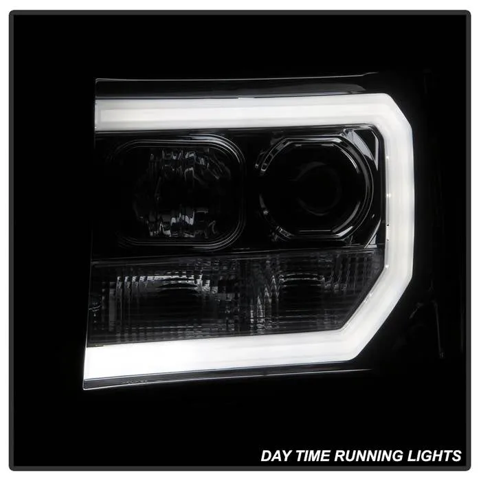 Spyder Projector Headlights GMC Sierra (08-13) Denali (08-13) - Platinum / Standard w/ LED Halo & Light Bar DRL