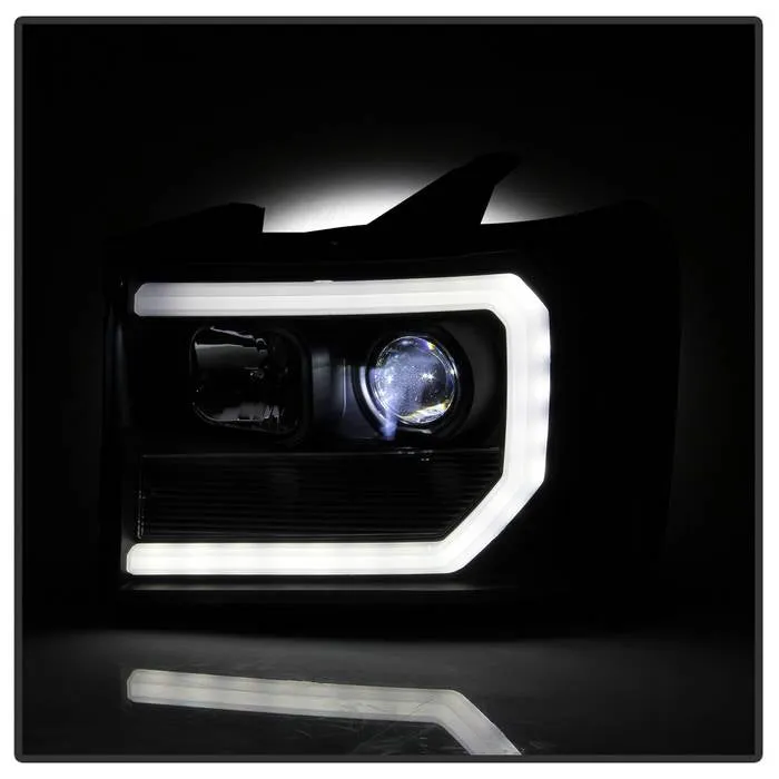 Spyder Projector Headlights GMC Sierra (08-13) Denali (08-13) - Platinum / Standard w/ LED Halo & Light Bar DRL