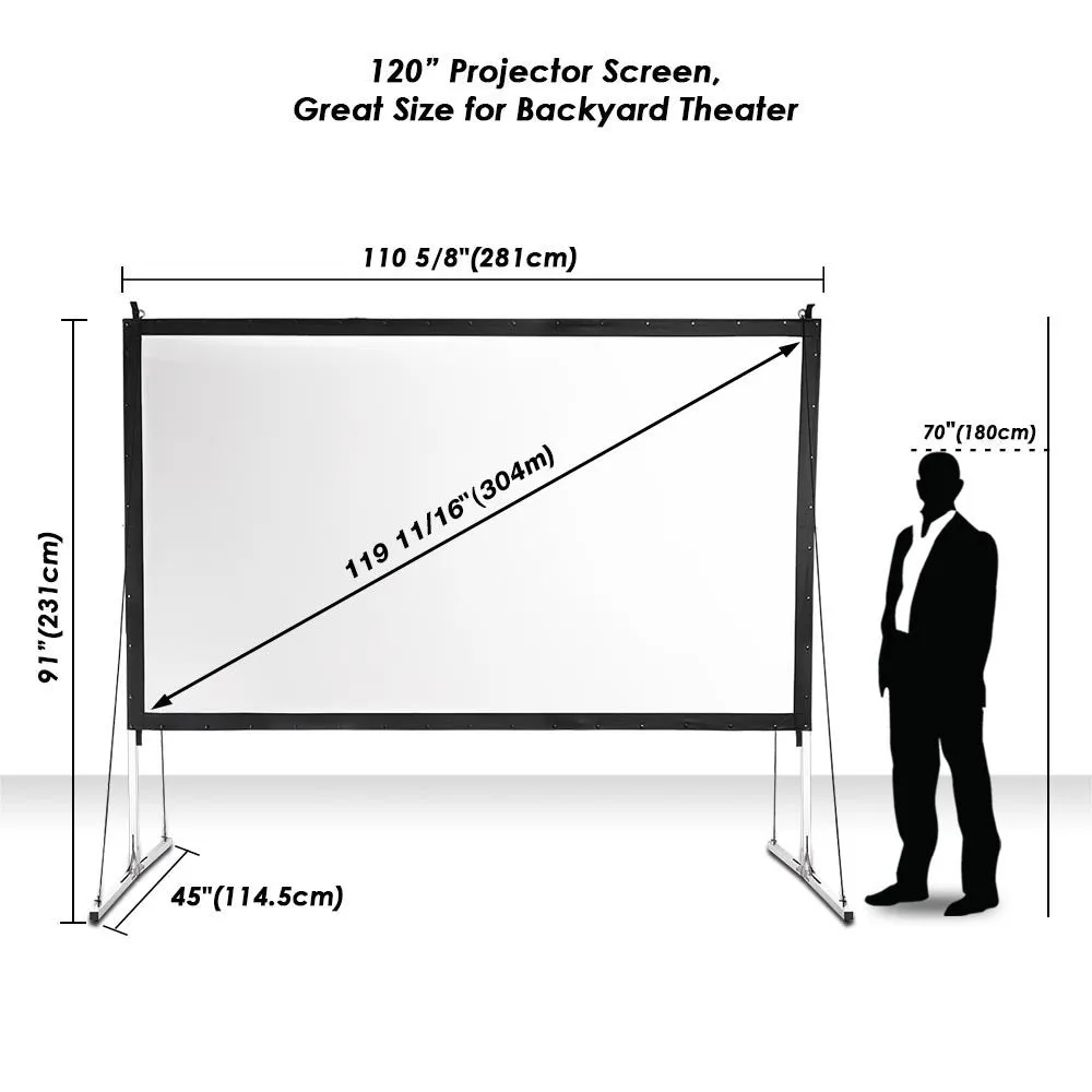 TheLAShop 120" 16:9 Portable Outdoor Projector Screen w/ Frame Freestanding Bag