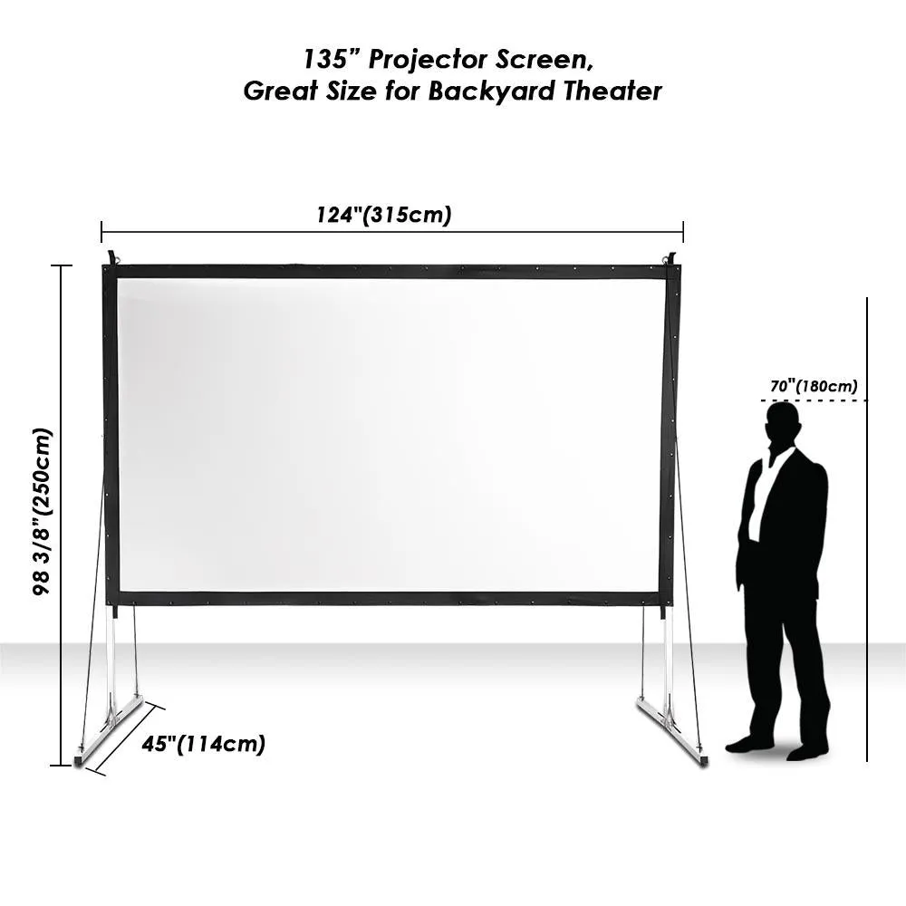 TheLAShop 135" 16:9 Portable Outdoor Projector Screen w/ Frame Freestanding Bag