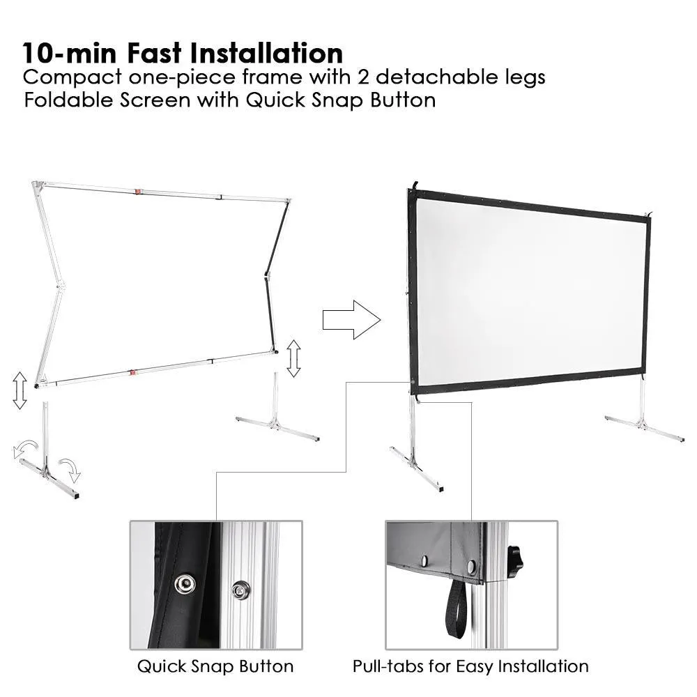 TheLAShop 135" 16:9 Portable Outdoor Projector Screen w/ Frame Freestanding Bag