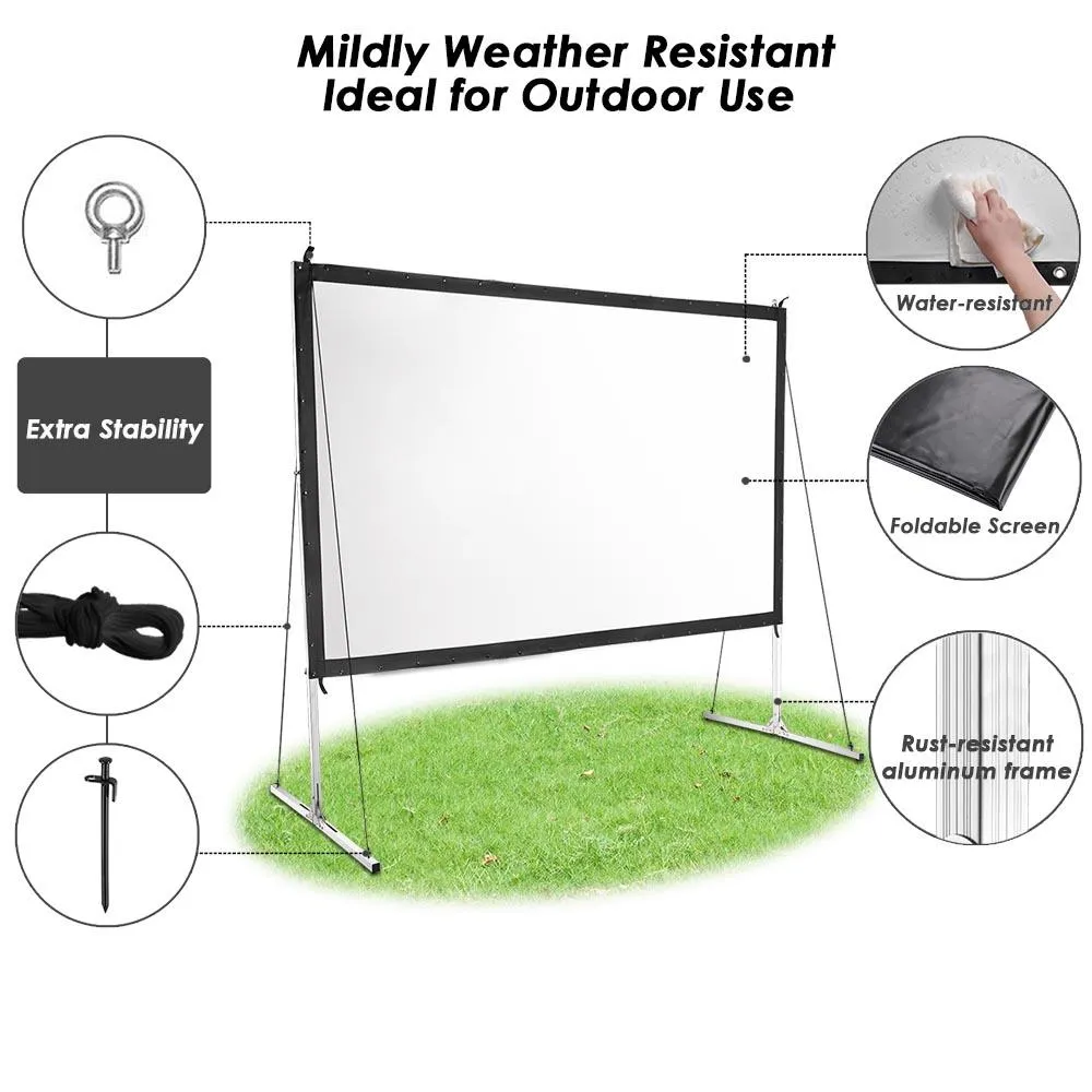 TheLAShop 135" 16:9 Portable Outdoor Projector Screen w/ Frame Freestanding Bag