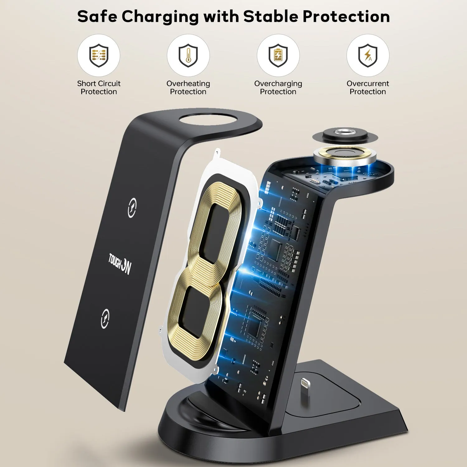 Tough On 3 in 1 Wireless Charger for iPhone Apple Watch Airpods