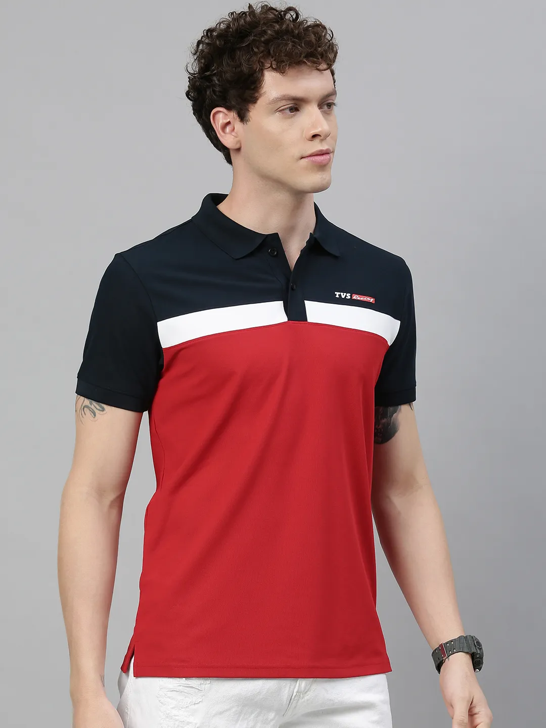 TVS Racing Polo T Shirt Polyester Blue Red