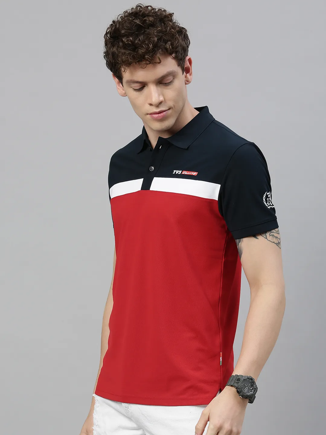 TVS Racing Polo T Shirt Polyester Blue Red