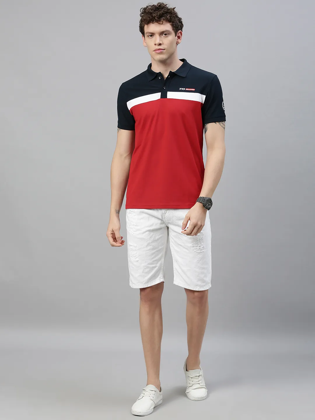 TVS Racing Polo T Shirt Polyester Blue Red