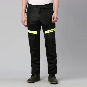 TVS Racing Riding Pant for Men: Pant for Men Biker with CE Level-2 Knee Armor, High-Abrasion Resistance, Day-Night Reflective Safety, Adjustable Comfort Fit, and Mesh for Ventilation (Black/Neon-M)