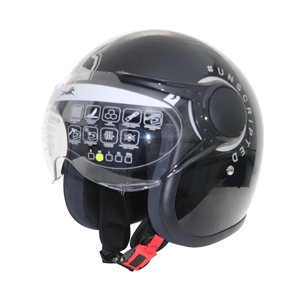 TVS RONIN Half Face Black Helmet - ISI Certified