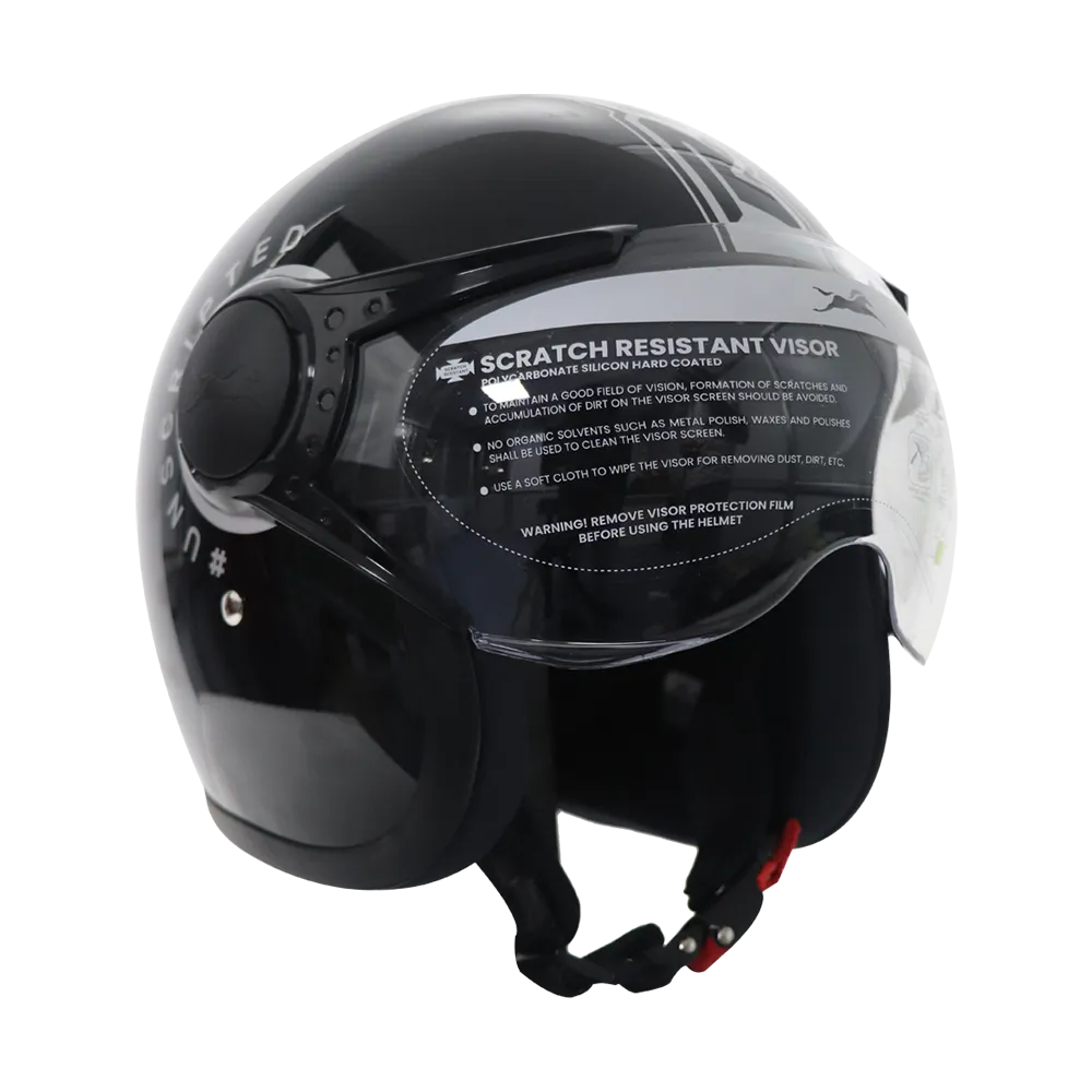 TVS RONIN Half Face Black Helmet - ISI Certified
