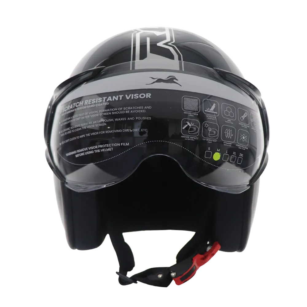 TVS RONIN Half Face Black Helmet - ISI Certified