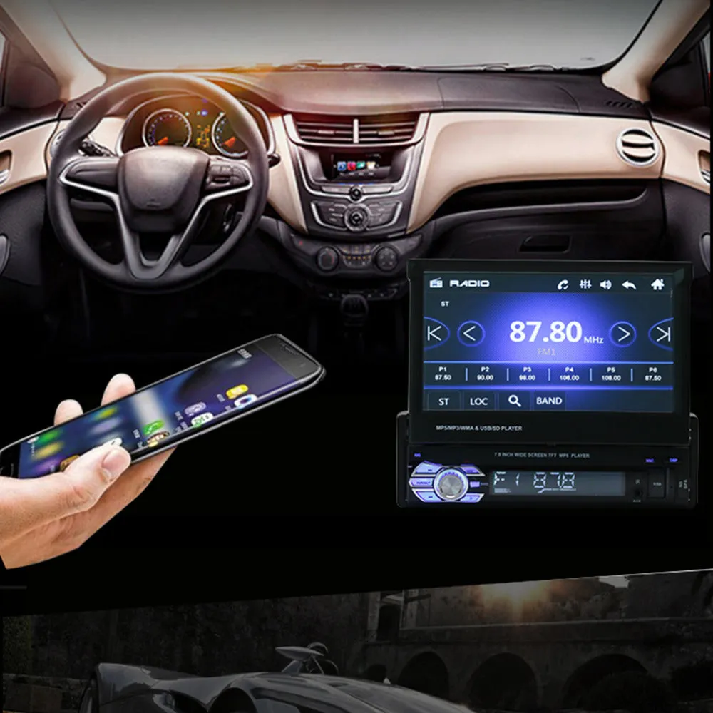 Universal 7in TFT Touch Screen HD Car DVD-player Stereo Radio Tuner Audio GPS Memory Navigator Bluetooth Automotion 1 Din
