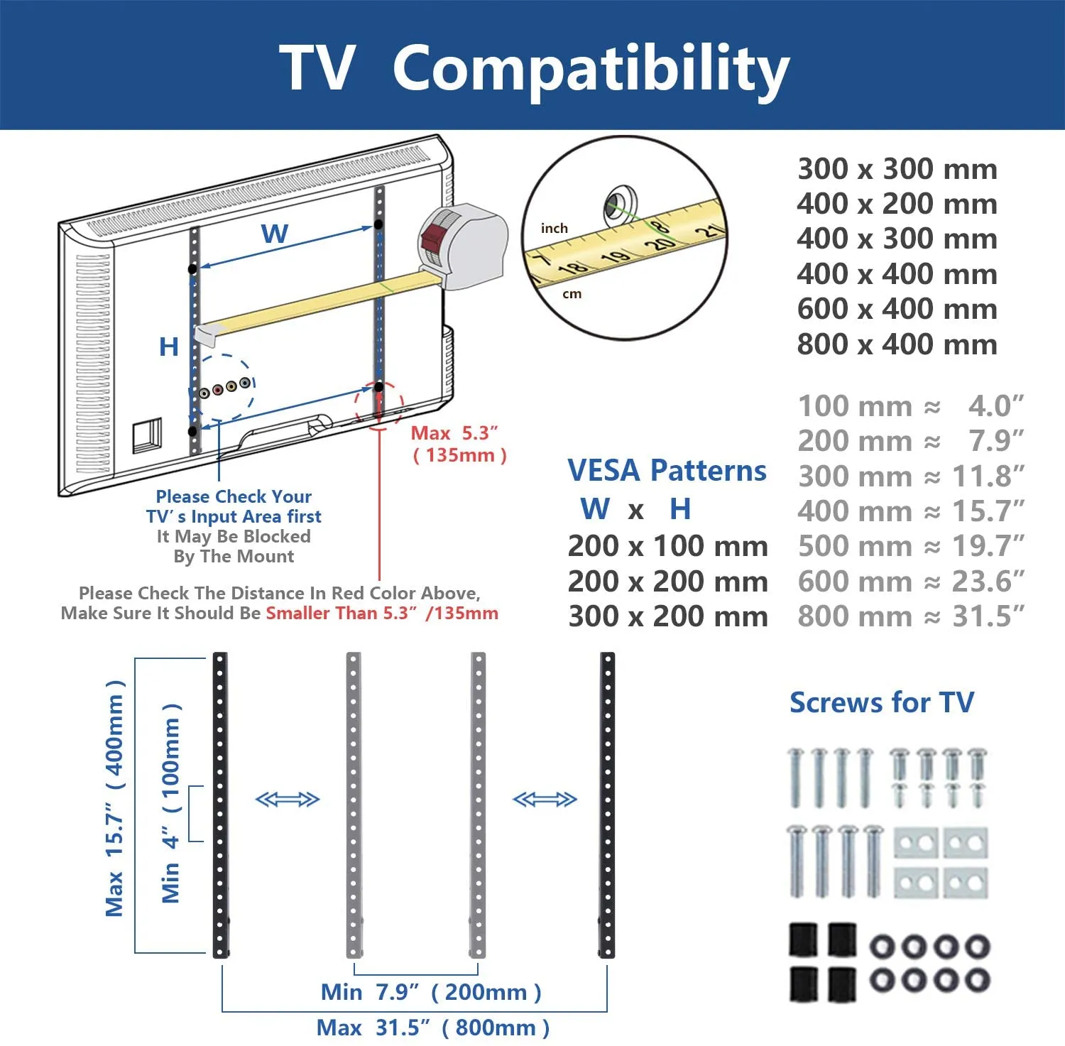 Universal Table Top TV Stand for 27-55 Inch TVs