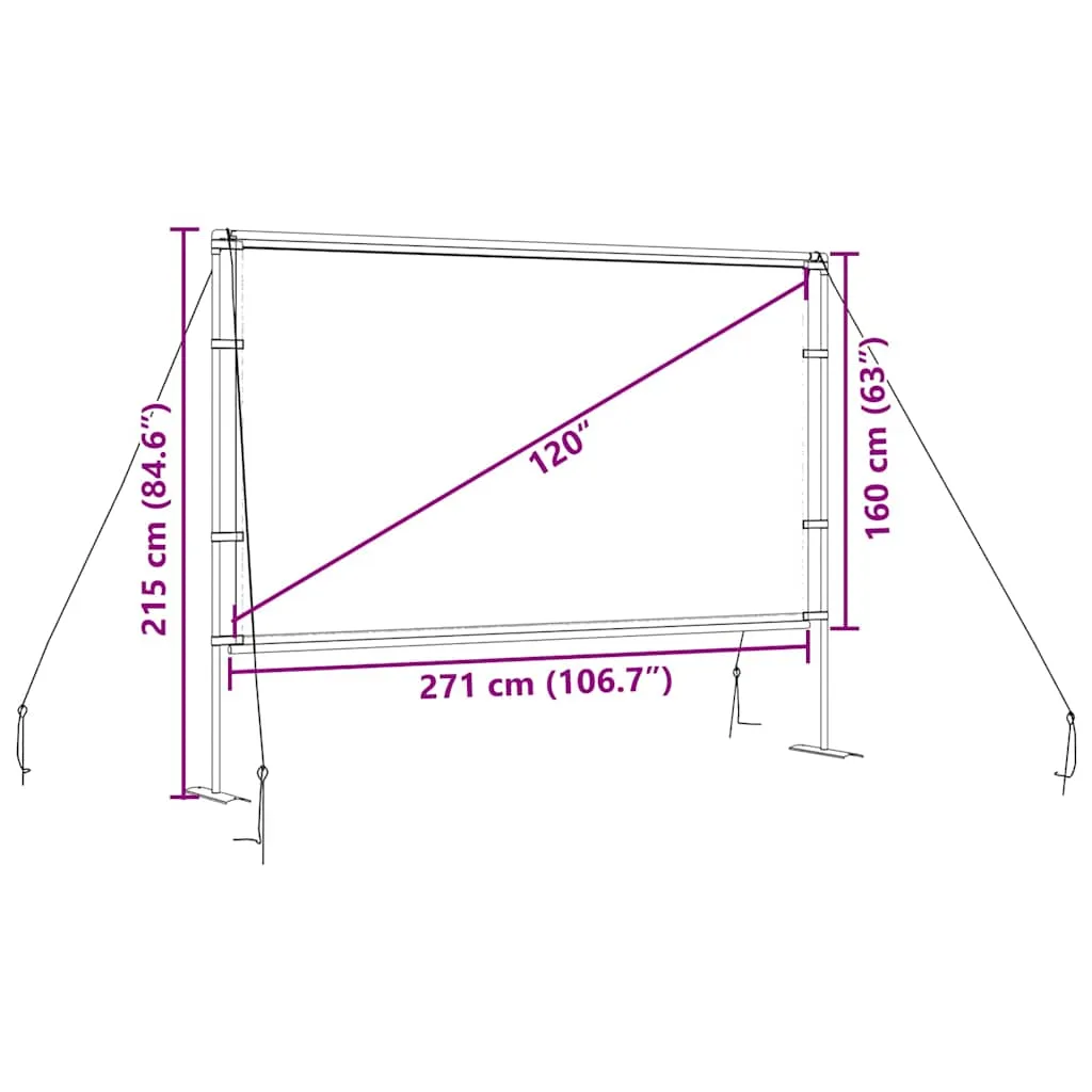 vidaXL Projection Screen with Stands 120 Inch 16:9