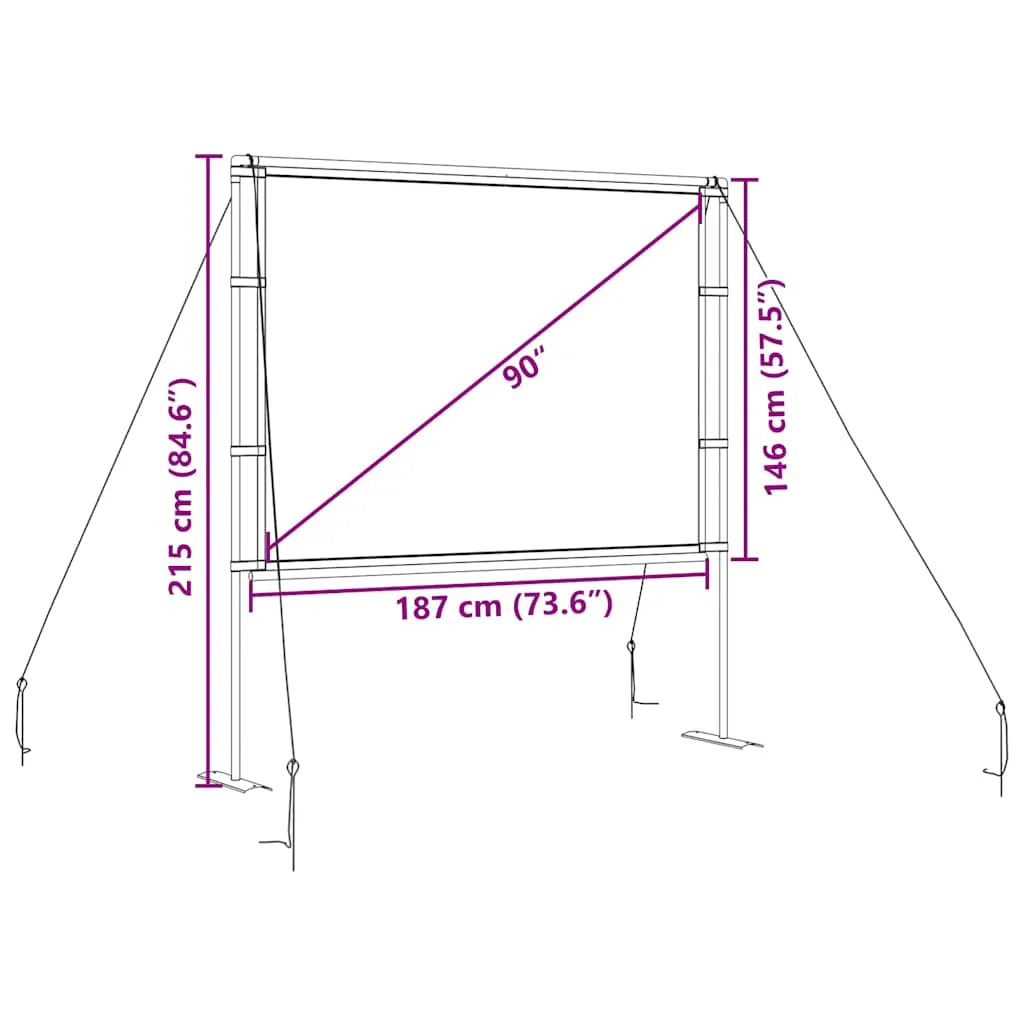vidaXL Projection Screen with Stands 90 Inch 4:3