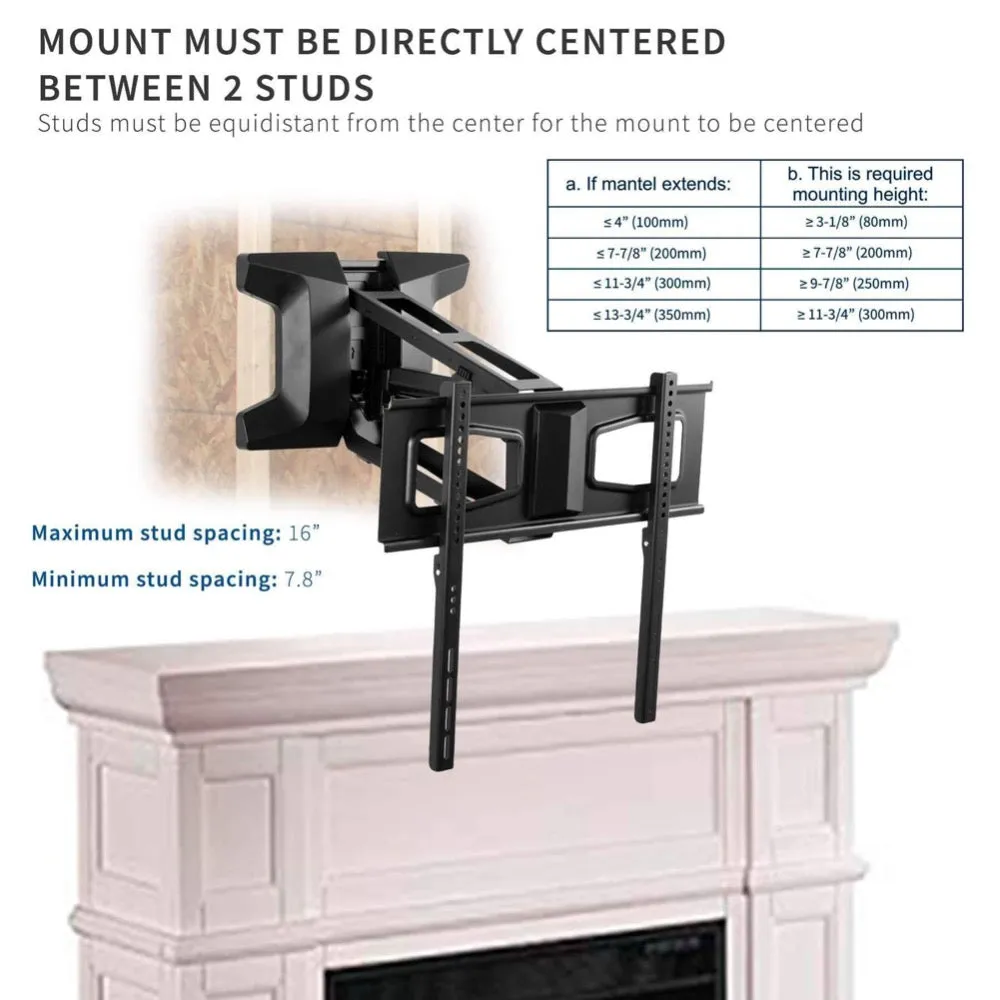 VIVO MOUNT-E-MM070 Electric TV Wall-Mount for 37"-70" LCD/LED Screen Above Fireplace Height-Adjustable Motorized Mantel Mount w/ Remote Control