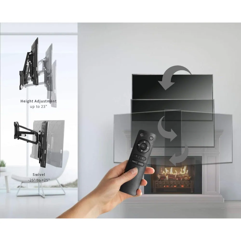 VIVO MOUNT-E-MM070 Electric TV Wall-Mount for 37"-70" LCD/LED Screen Above Fireplace Height-Adjustable Motorized Mantel Mount w/ Remote Control